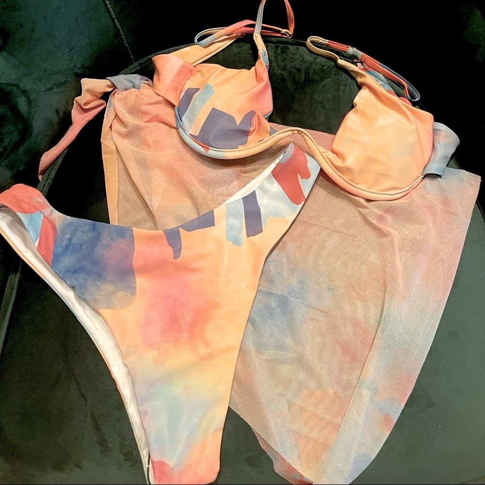 Shein Tie Dye 3 Piece Bikini